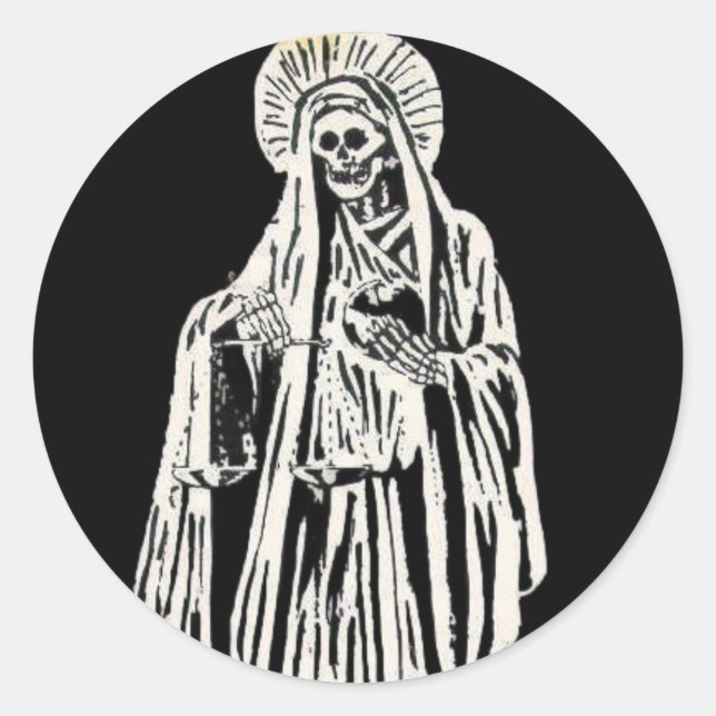 Santa Muerte Runt Klistermärke (Framsida)