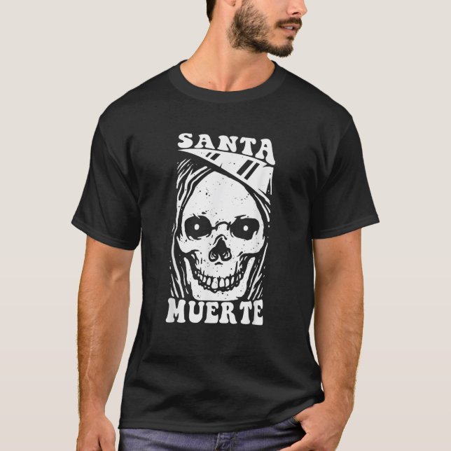Santa Muerte Skull Död Skeleton Mexiko Mexikanskt  T Shirt (Framsida)
