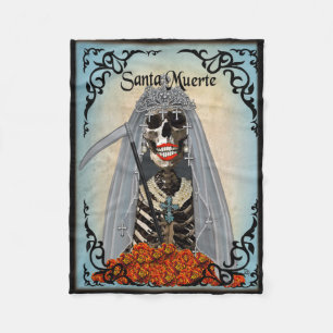 Santa Muerte ullfilt som är liten Fleecefilt