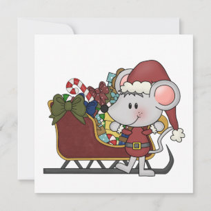 Santa mus med sleden julkort