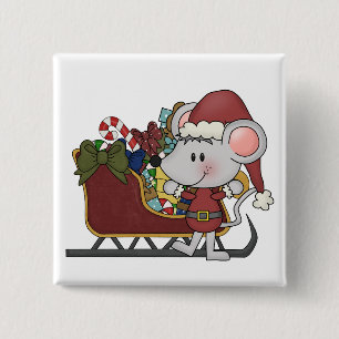 Santa mus med sleden knapp