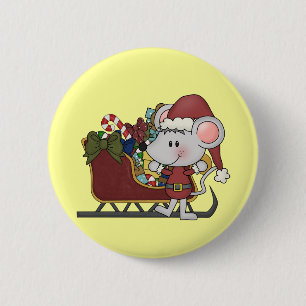 Santa mus med sleden knapp
