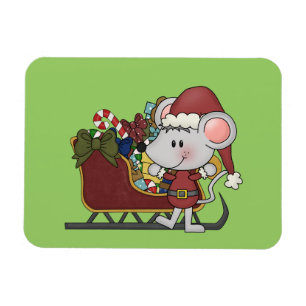 Santa mus med sleden magnet