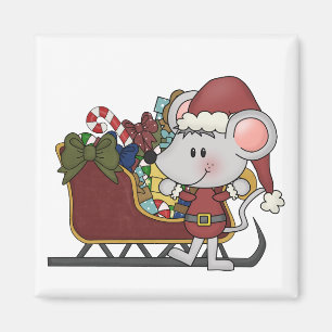 Santa mus med sleden magnet