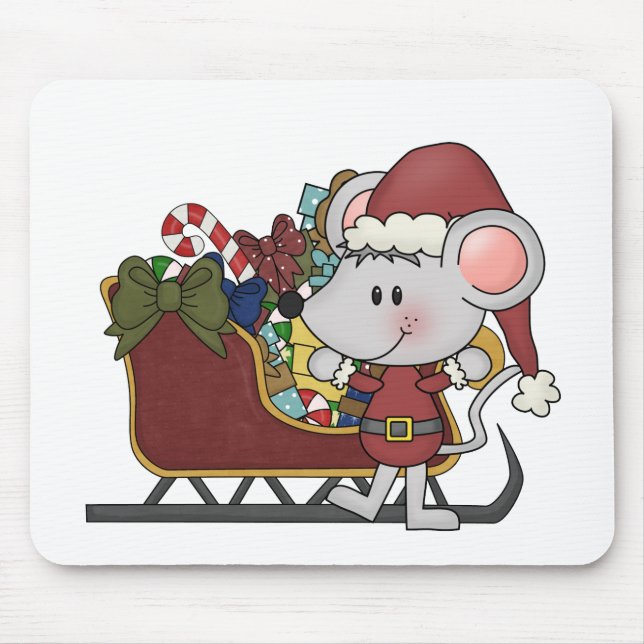 Santa mus med sleden musmatta (Framsidan)