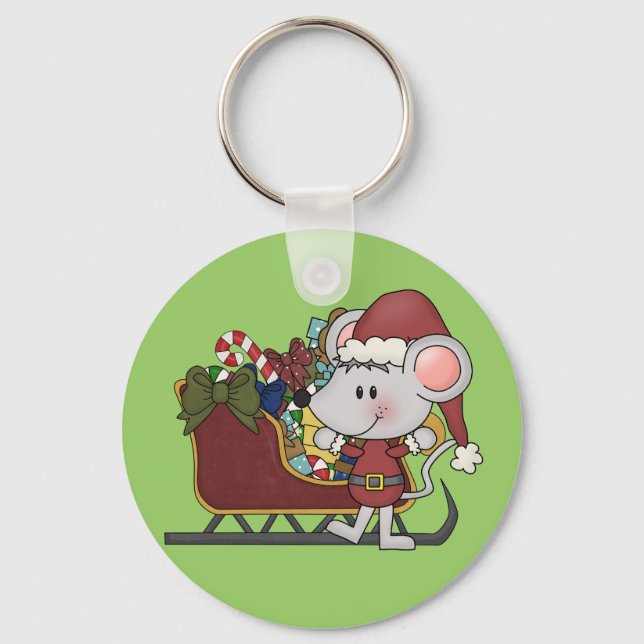 Santa mus med sleden nyckelring (Framsida)