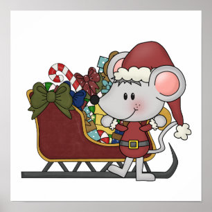 Santa mus med sleden poster