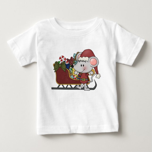 Santa mus med sleden t-shirt (Framsida)
