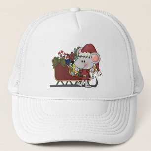 Santa mus med sleden truckerkeps