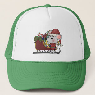 Santa mus med sleden truckerkeps