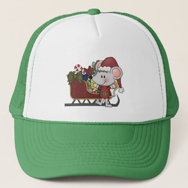 Santa mus med sleden truckerkeps (Framsida)