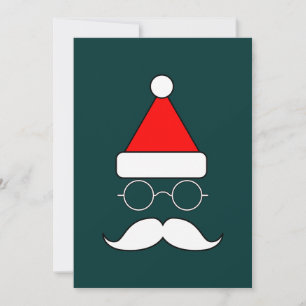 Santa Mustache och Glass Julkort