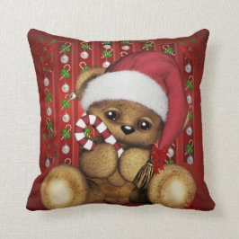 Santa nalle med candy cane kudde