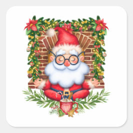 Santa Namaste Yoga Pose-jul Fyrkantigt Klistermärke