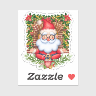 Santa Namaste Yoga Pose Julvinyl Klistermärken