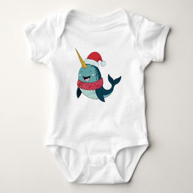 Santa Narwhal-Helgdag T Shirt (Framsida)