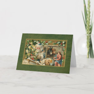 Santa & Nativitetscen Helgkort