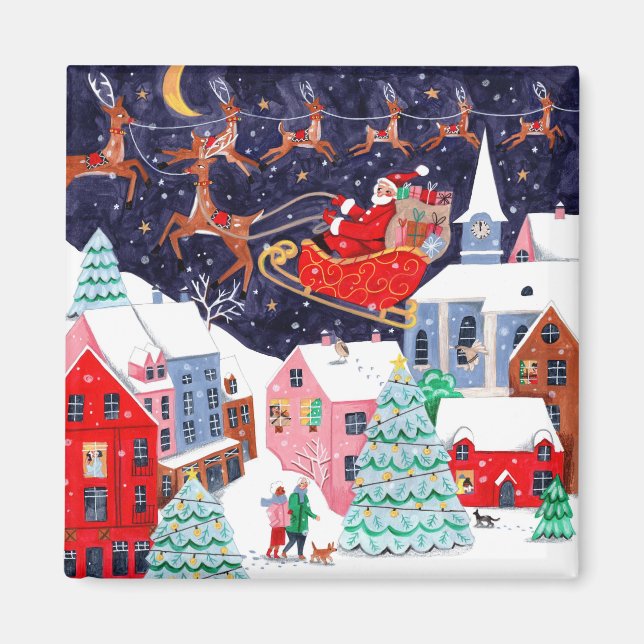 Santa Natten före jul, Nordic Village Magnet (Framsidan)