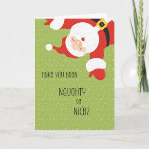 Santa Naughty eller Nice-jul med Cute Santa Santa Helgkort