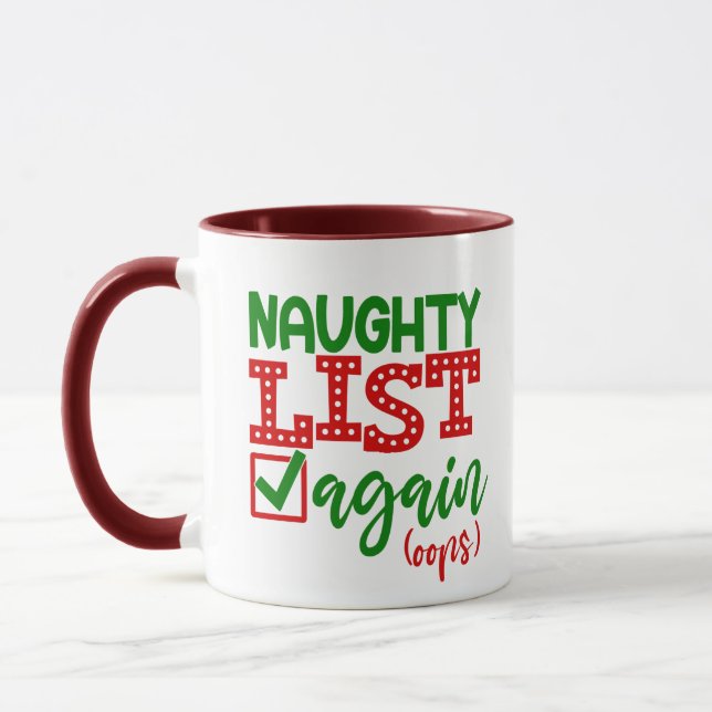 Santa Naughty List igen jul Gift Coffee Mugg (Vänster)
