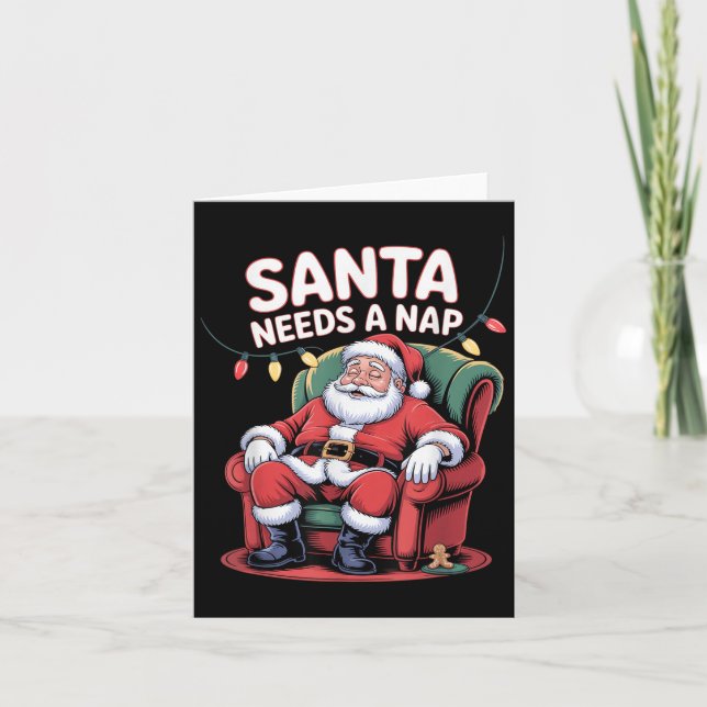 Santa Needs A Nap Funny Christmas Holiday Humor  Kort (Framsida)