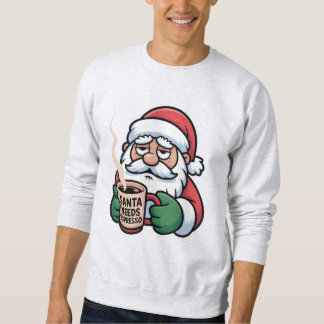 Santa Needs Espresso –Funny Coffee Santa Christmas Lång Ärmad Tröja