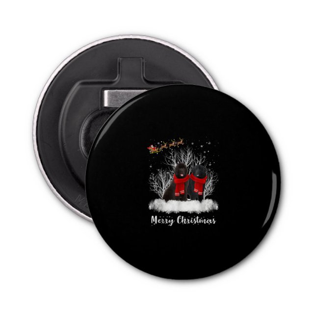 Santa Newfoundland par God jul Hund Gift Flasköppnare (Framsidan)