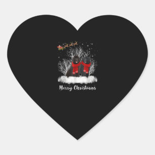 Santa Newfoundland par God jul Hund Gift Hjärtformat Klistermärke