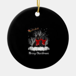 Santa Newfoundland par God jul Hund Gift Julgransprydnad Keramik