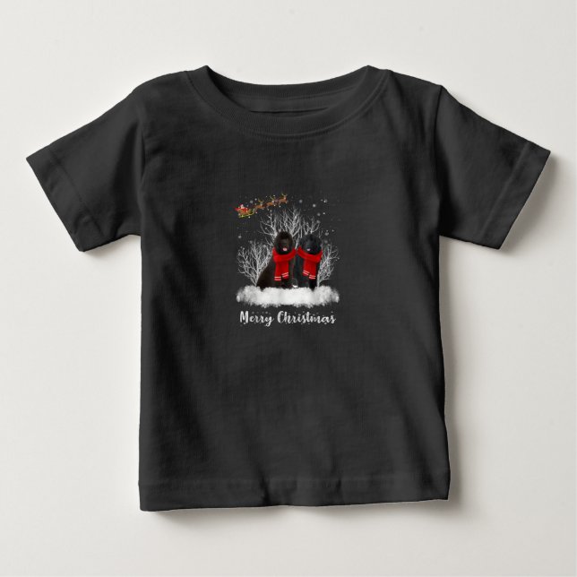 Santa Newfoundland par God jul Hund Gift T Shirt (Framsida)