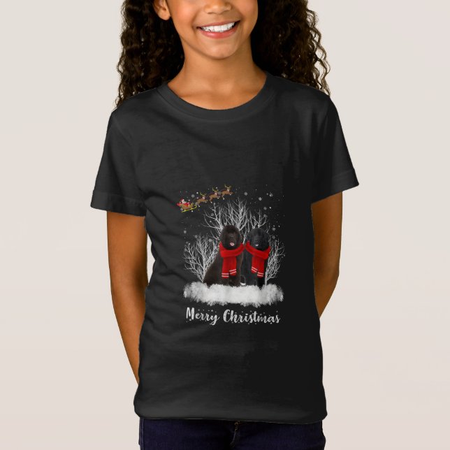 Santa Newfoundland par God jul Hund Gift T Shirt (Framsida)