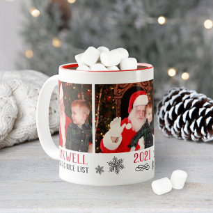 Santa Nice List Cute Red Helgdag Photo Collage Två-Tonad Mugg