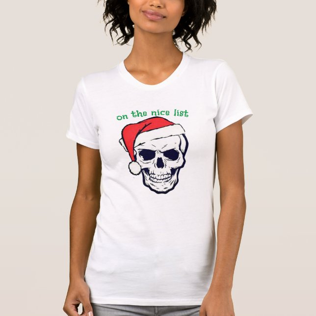 Santa Nice List Skull Shirt - God jul! T (Framsida)