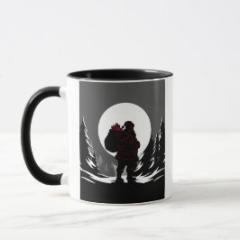 Santa Noir – Svart & Vit Tomte med Röd Glöd  Mugg
