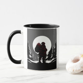 Santa Noir – Svart & Vit Tomte med Röd Glöd Mugg