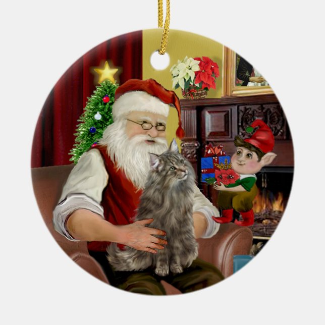 Santa - Norsk skogskassa Julgransprydnad Keramik (Framsidan)