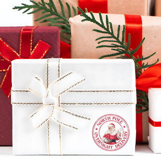 Santa North Pole Delivery Runt Klistermärke