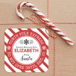 Santa North Pole Express-julklapp Fyrkantigt Klistermärke<br><div class="desc">En roligt juldekal från Nordpolen för att förpacka dina julklappar. Designad av Blackberry Boulevard.</div>