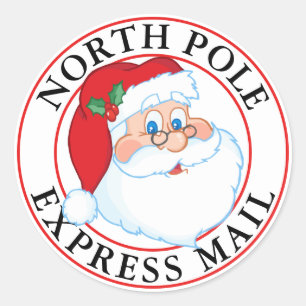 Santa North Pole Express Mail Santa Runt Klistermärke