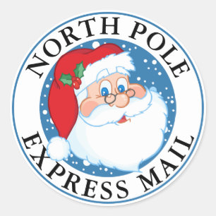 Santa North Pole Express Mail Santa Runt Klistermärke