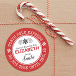 Santa North Pole-julklapp Runt Klistermärke<br><div class="desc">En roligt juldekal från Nordpolen för att förpacka dina julklappar. Designad av Blackberry Boulevard.</div>