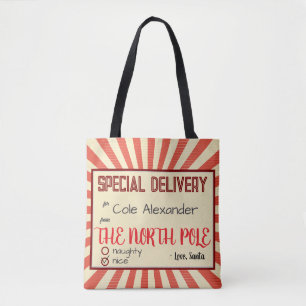 Santa Nuvarande North Pole Naughty Nice Namn Tygkasse