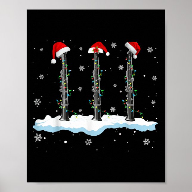 Santa Oboe Christmas Lights Funny Oboe Lover  Poster (Framsidan)
