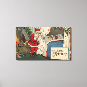 Santa Observation Sleeping Children Canvastryck