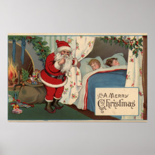 Santa observera sova barn poster
