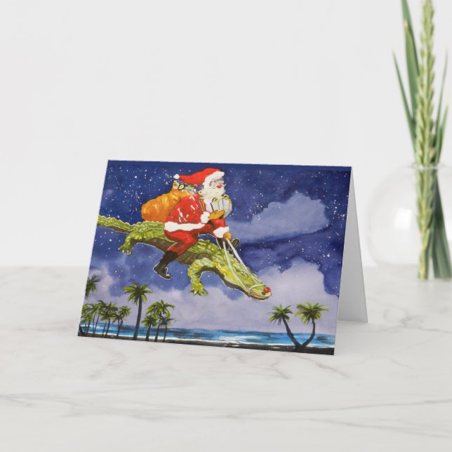Santa och Alligator Chrismas Kort (Framsida)
