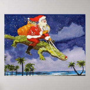 Santa och Alligator Poster