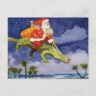 Santa och Alligator Vykort