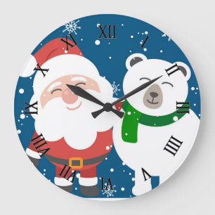 Santa och Bear Stor Klocka