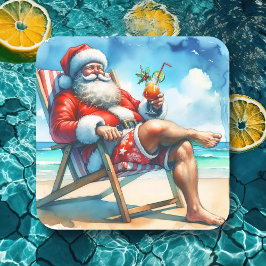 Santa och Bloody Marry Funny Snowbird-jul Fyrkantigt Klistermärke